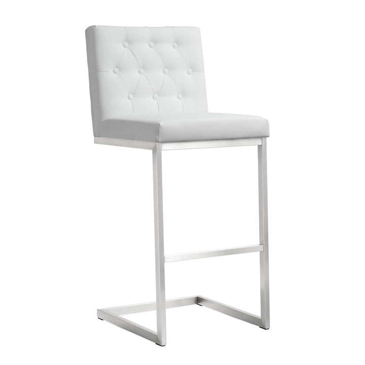 American Home Furniture | TOV Furniture - Helsinki White Stainless Steel Barstool - Set of 2