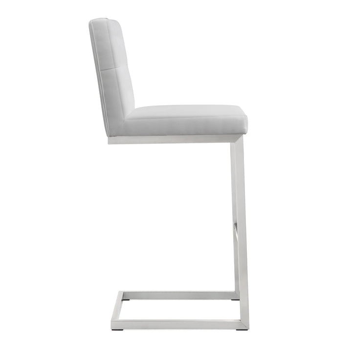 TOV Furniture Helsinki White Stainless Steel Barstool - Set of 2 OTTOMANS, POUFS, + STOOLS