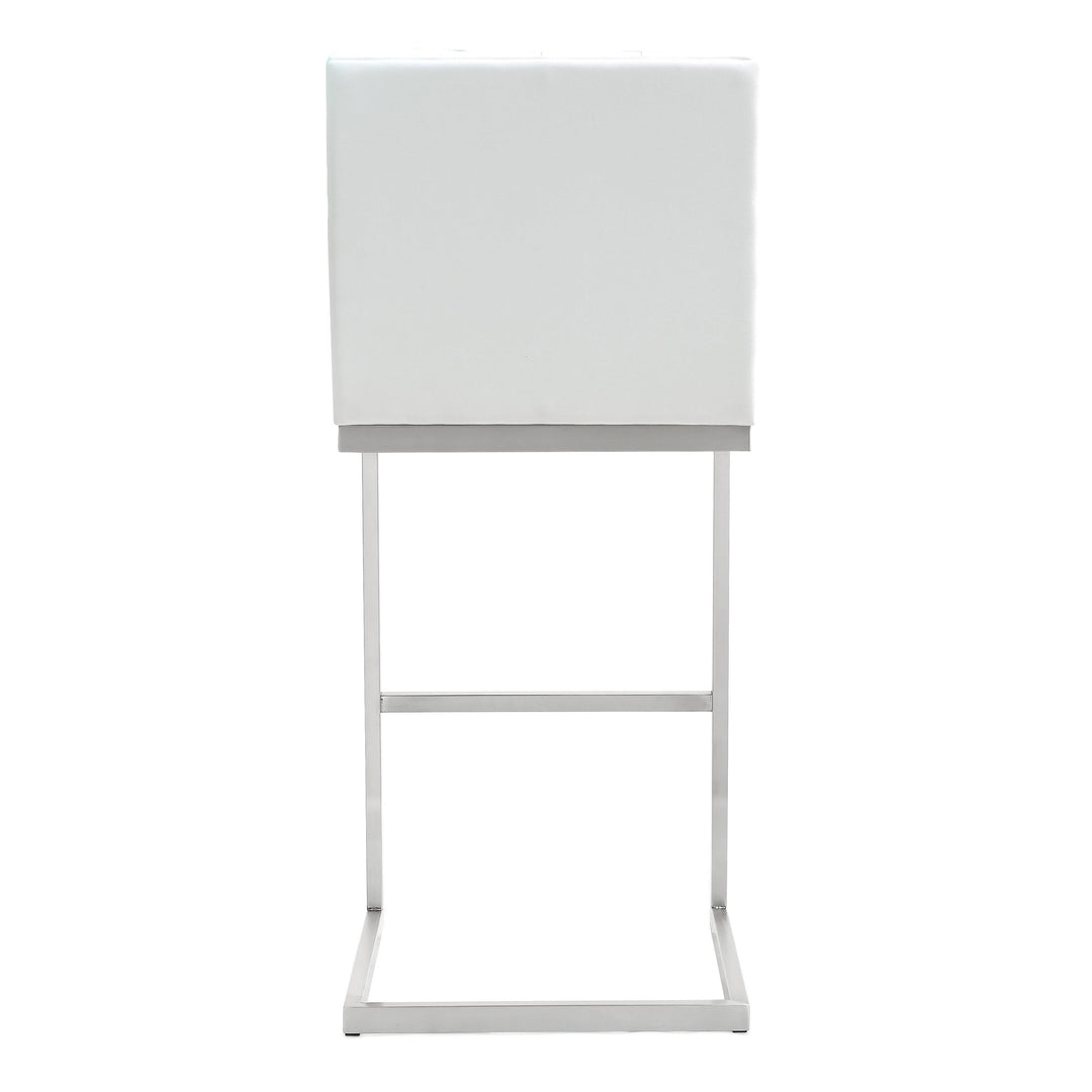 TOV Furniture Helsinki White Stainless Steel Barstool - Set of 2 OTTOMANS, POUFS, + STOOLS