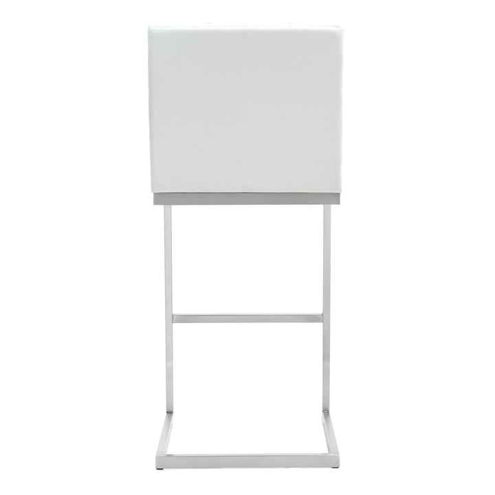 TOV Furniture Helsinki White Stainless Steel Barstool - Set of 2 OTTOMANS, POUFS, + STOOLS
