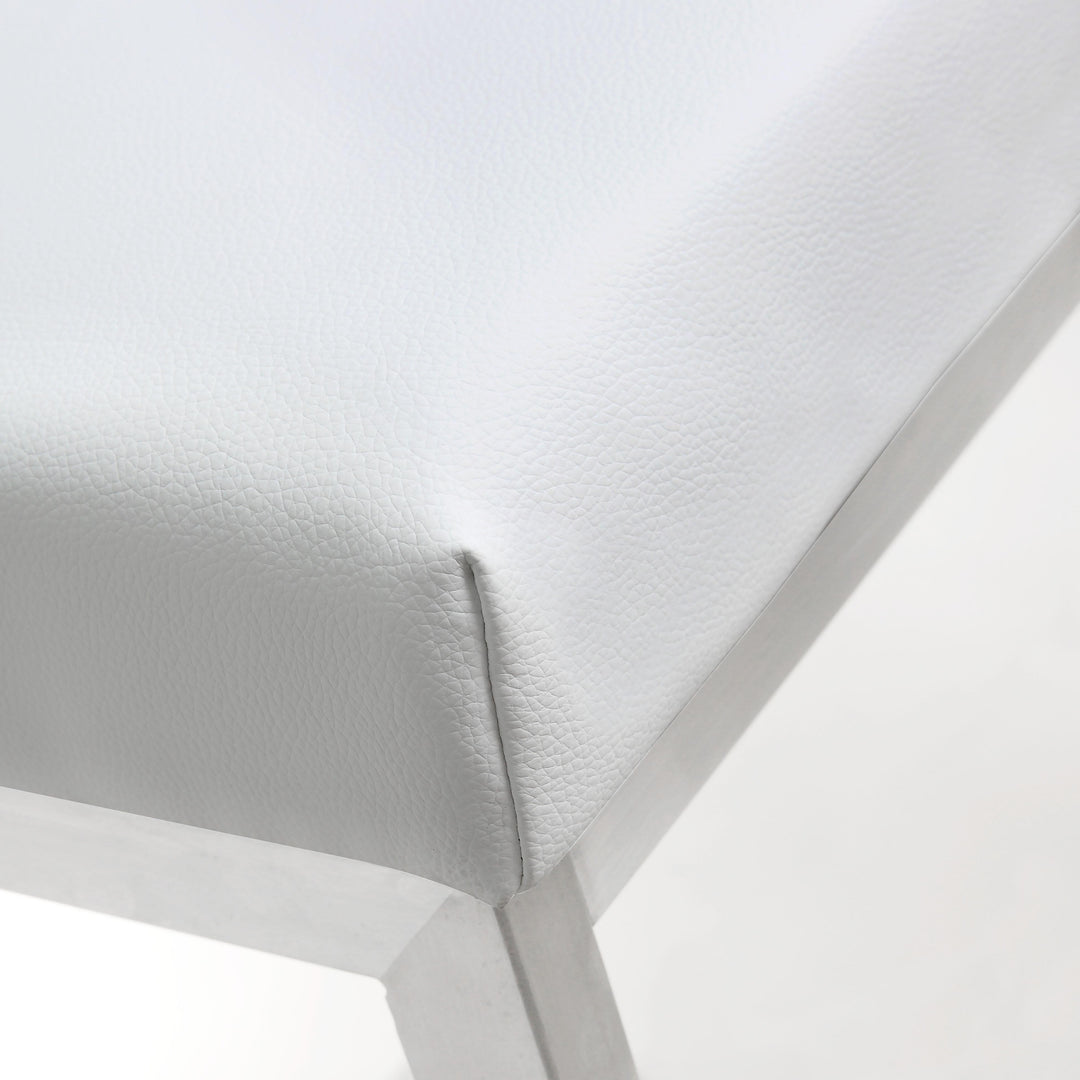 TOV Furniture Helsinki White Stainless Steel Barstool - Set of 2 OTTOMANS, POUFS, + STOOLS