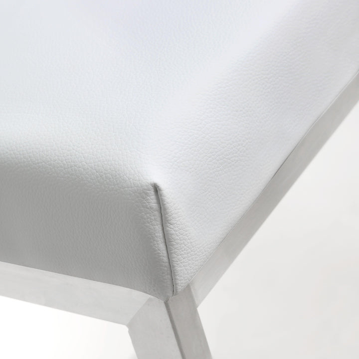 TOV Furniture Helsinki White Stainless Steel Barstool - Set of 2 OTTOMANS, POUFS, + STOOLS