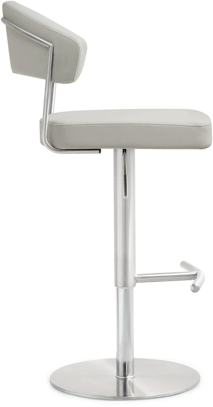 TOV Furniture Cosmo Light Grey Stainless Steel Barstool OTTOMANS, POUFS, + STOOLS