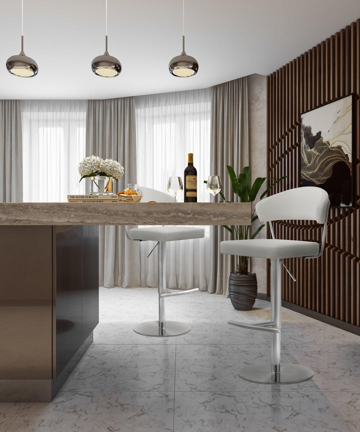 TOV Furniture Cosmo Light Grey Stainless Steel Barstool OTTOMANS, POUFS, + STOOLS