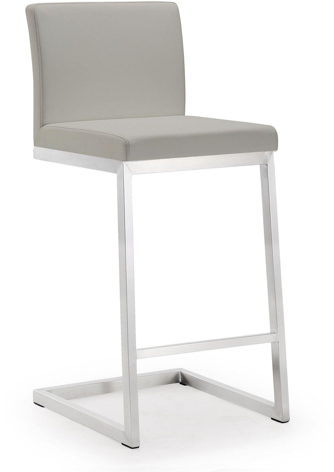 TOV Furniture Parma Light Grey Stainless Steel Counter Stool (Set of 2) OTTOMANS, POUFS, + STOOLS