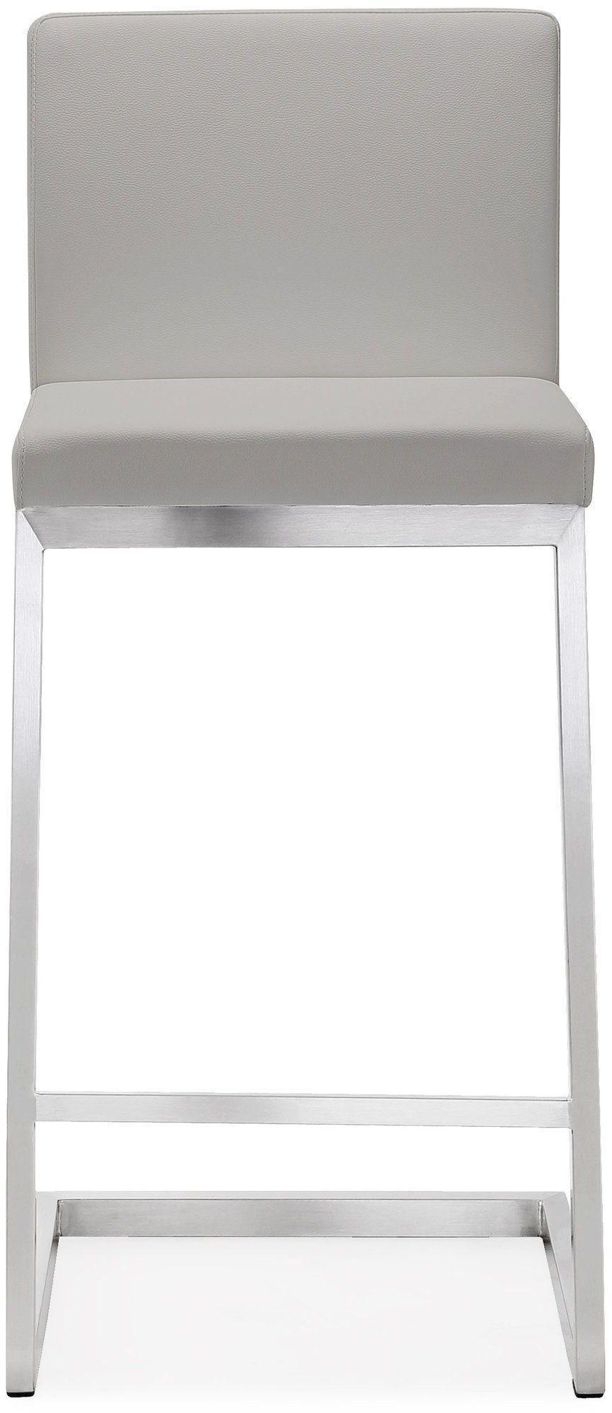 TOV Furniture Parma Light Grey Stainless Steel Counter Stool (Set of 2) OTTOMANS, POUFS, + STOOLS