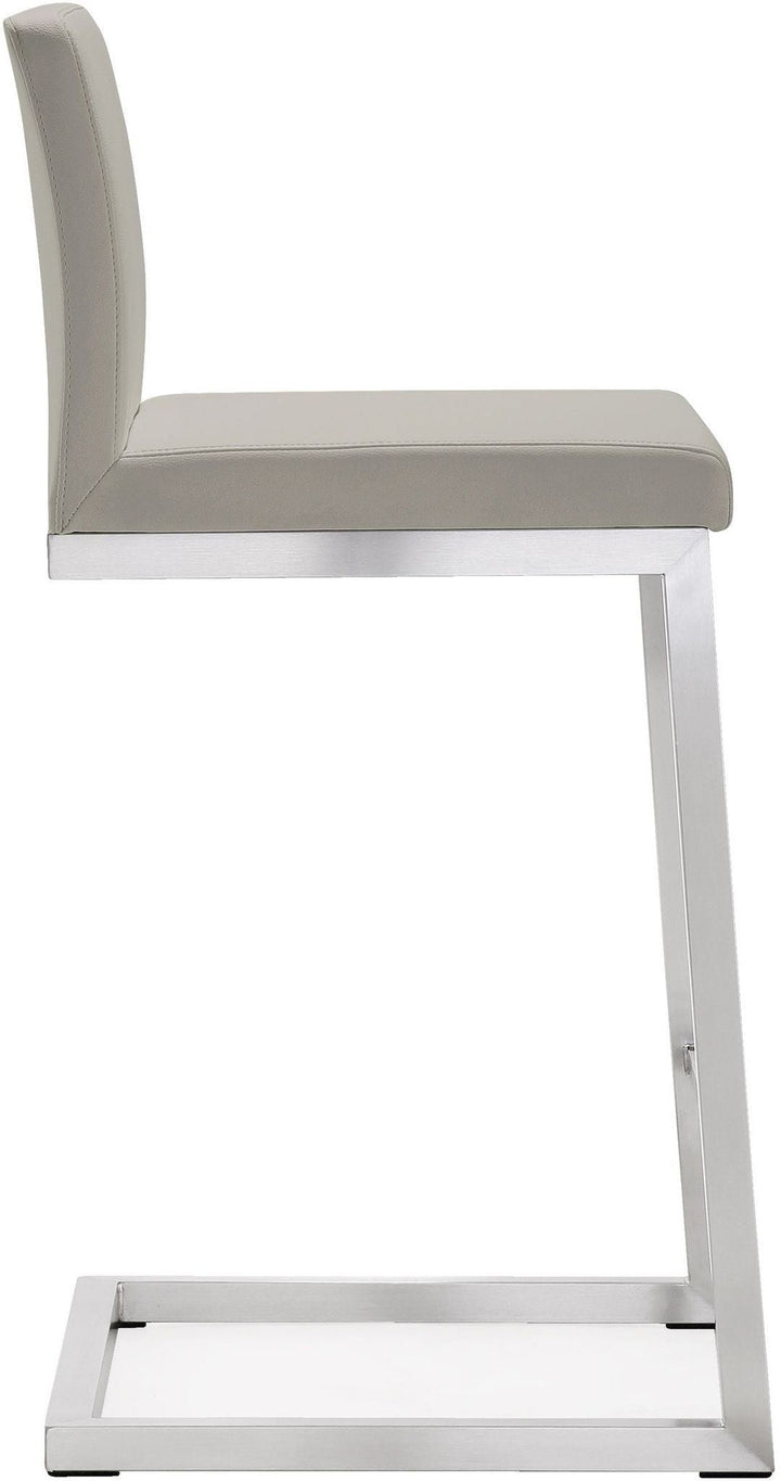 TOV Furniture Parma Light Grey Stainless Steel Counter Stool (Set of 2) OTTOMANS, POUFS, + STOOLS