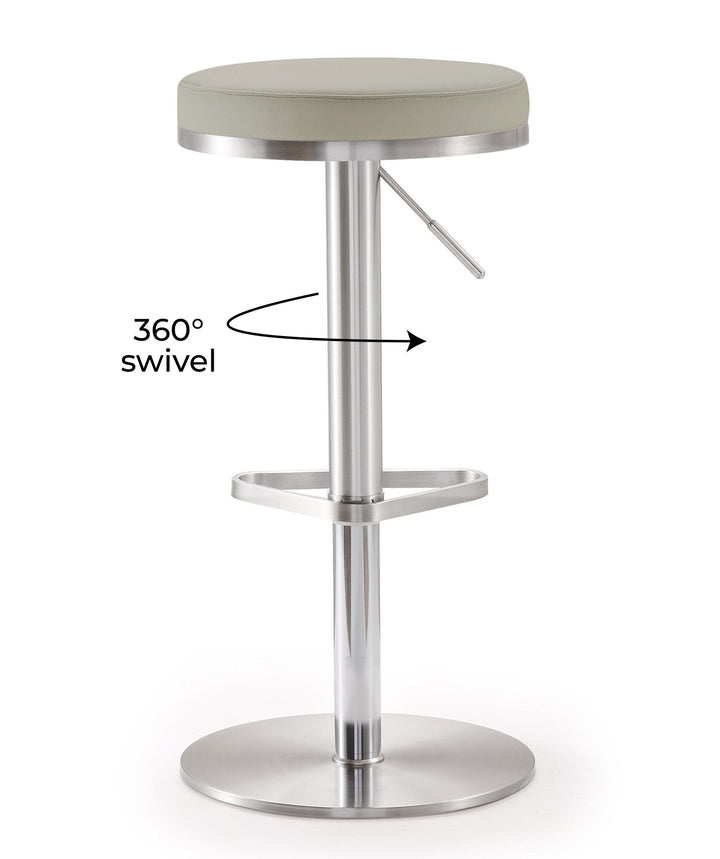 American Home Furniture | TOV Furniture - Fano Light Grey Stainless Steel Barstool