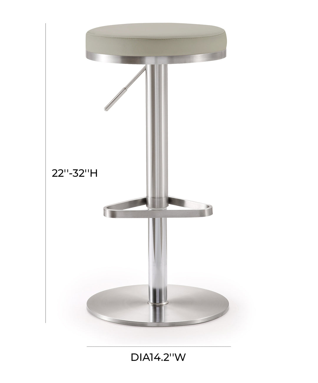 American Home Furniture | TOV Furniture - Fano Light Grey Stainless Steel Barstool