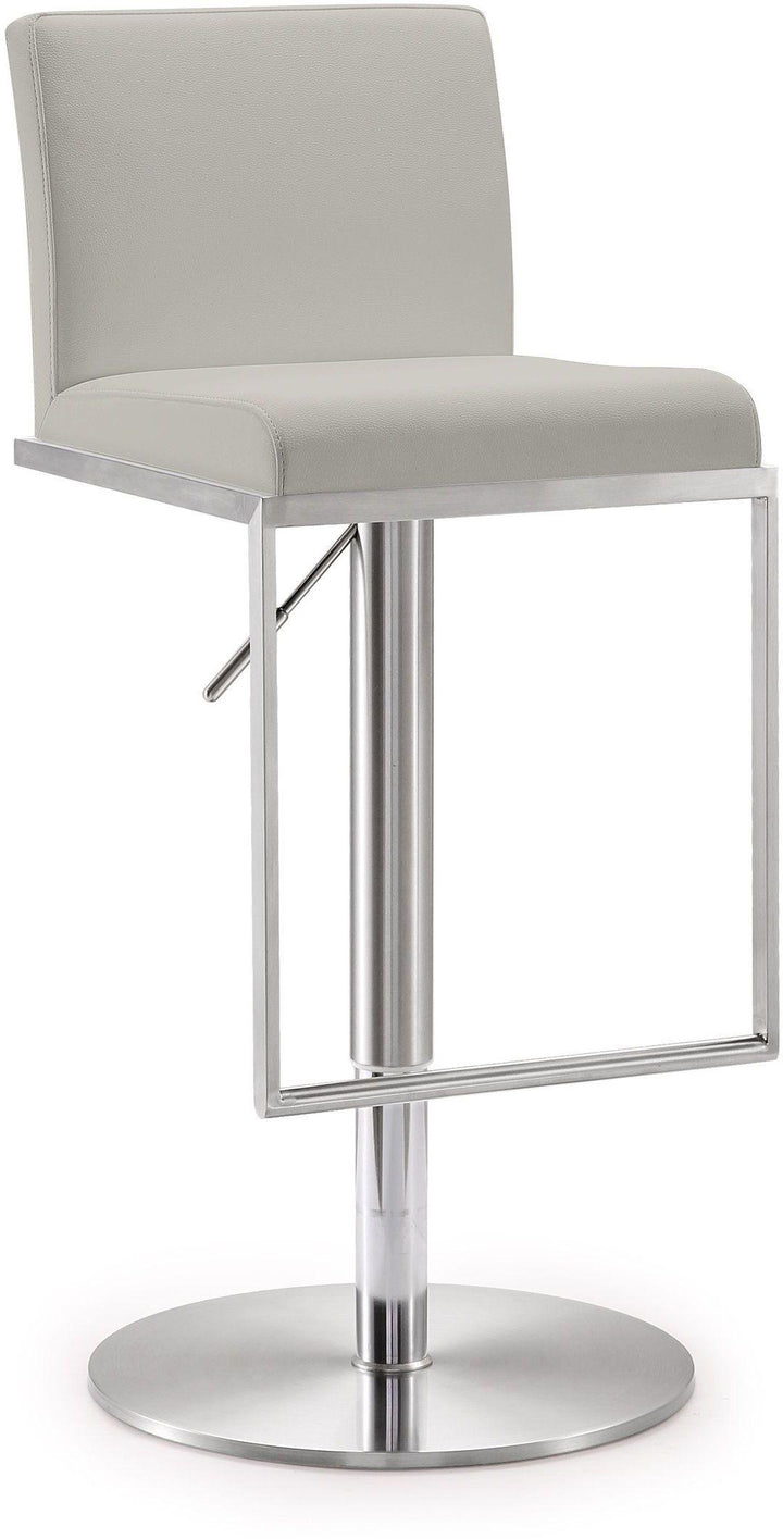 American Home Furniture | TOV Furniture - Amalfi Light Grey Vegan Leather Stool