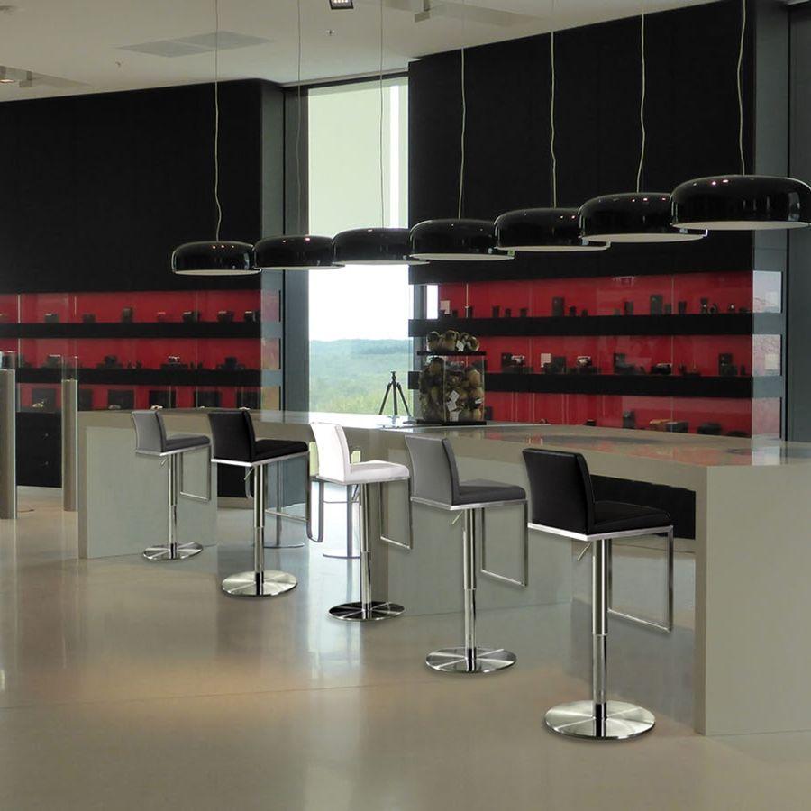 TOV Furniture Amalfi Light Grey Vegan Leather Stool OTTOMANS, POUFS, + STOOLS