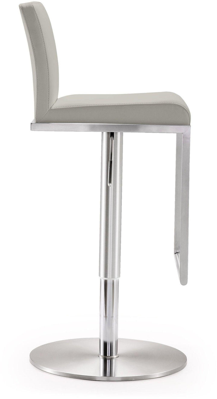 TOV Furniture Amalfi Light Grey Vegan Leather Stool OTTOMANS, POUFS, + STOOLS