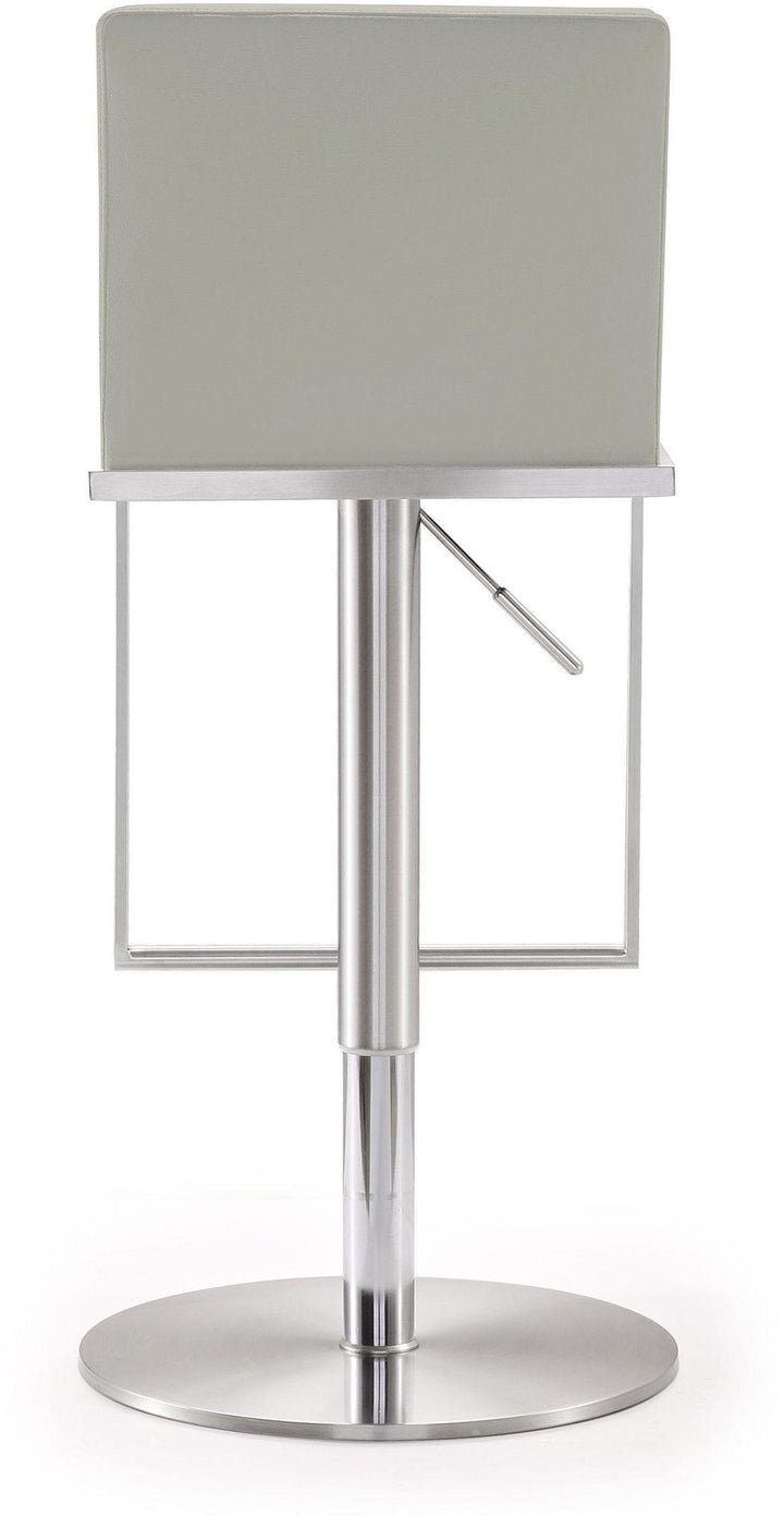 TOV Furniture Amalfi Light Grey Vegan Leather Stool OTTOMANS, POUFS, + STOOLS