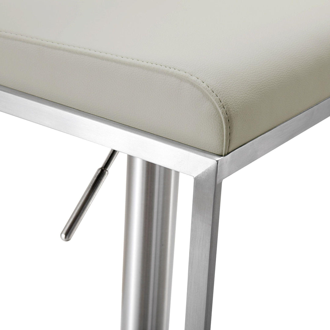TOV Furniture Amalfi Light Grey Vegan Leather Stool OTTOMANS, POUFS, + STOOLS