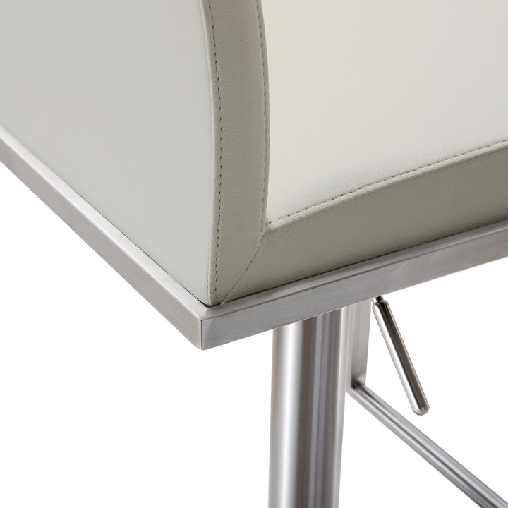 TOV Furniture Amalfi Light Grey Vegan Leather Stool OTTOMANS, POUFS, + STOOLS