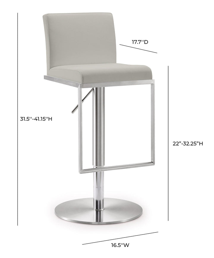 TOV Furniture Amalfi Light Grey Vegan Leather Stool OTTOMANS, POUFS, + STOOLS