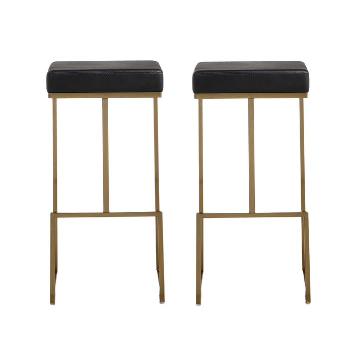 American Home Furniture | TOV Furniture - Ferrara Black Gold Steel Barstool (Set of 2)