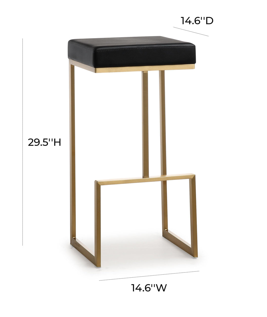 TOV Furniture Ferrara Black Gold Steel Barstool (Set of 2) OTTOMANS, POUFS, + STOOLS