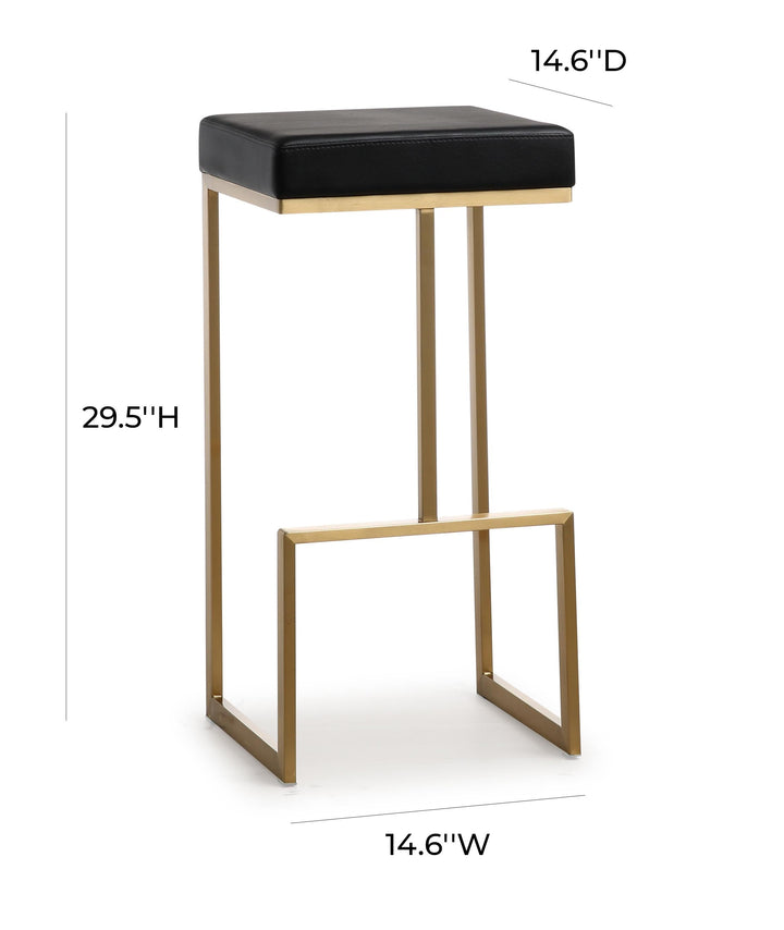 TOV Furniture Ferrara Black Gold Steel Barstool (Set of 2) OTTOMANS, POUFS, + STOOLS