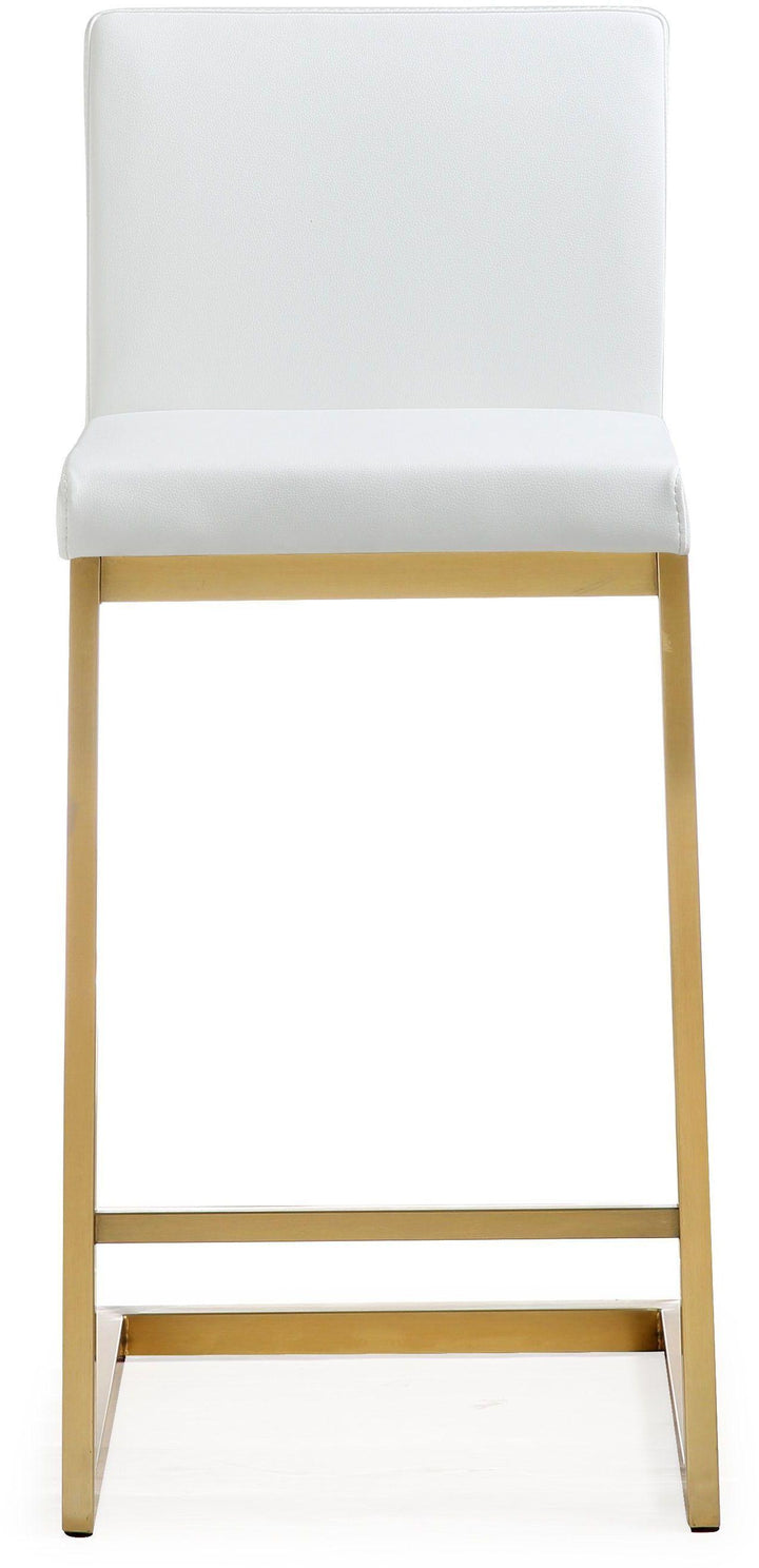 TOV Furniture Parma White Gold Steel Counter Stool (Set of 2) OTTOMANS, POUFS, + STOOLS