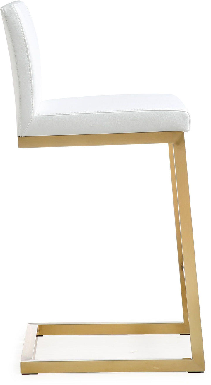 TOV Furniture Parma White Gold Steel Counter Stool (Set of 2) OTTOMANS, POUFS, + STOOLS