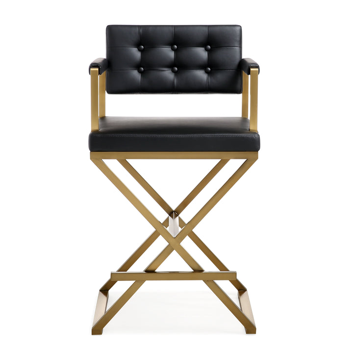 TOV Furniture Director Black Gold Steel Counter Stool OTTOMANS, POUFS, + STOOLS