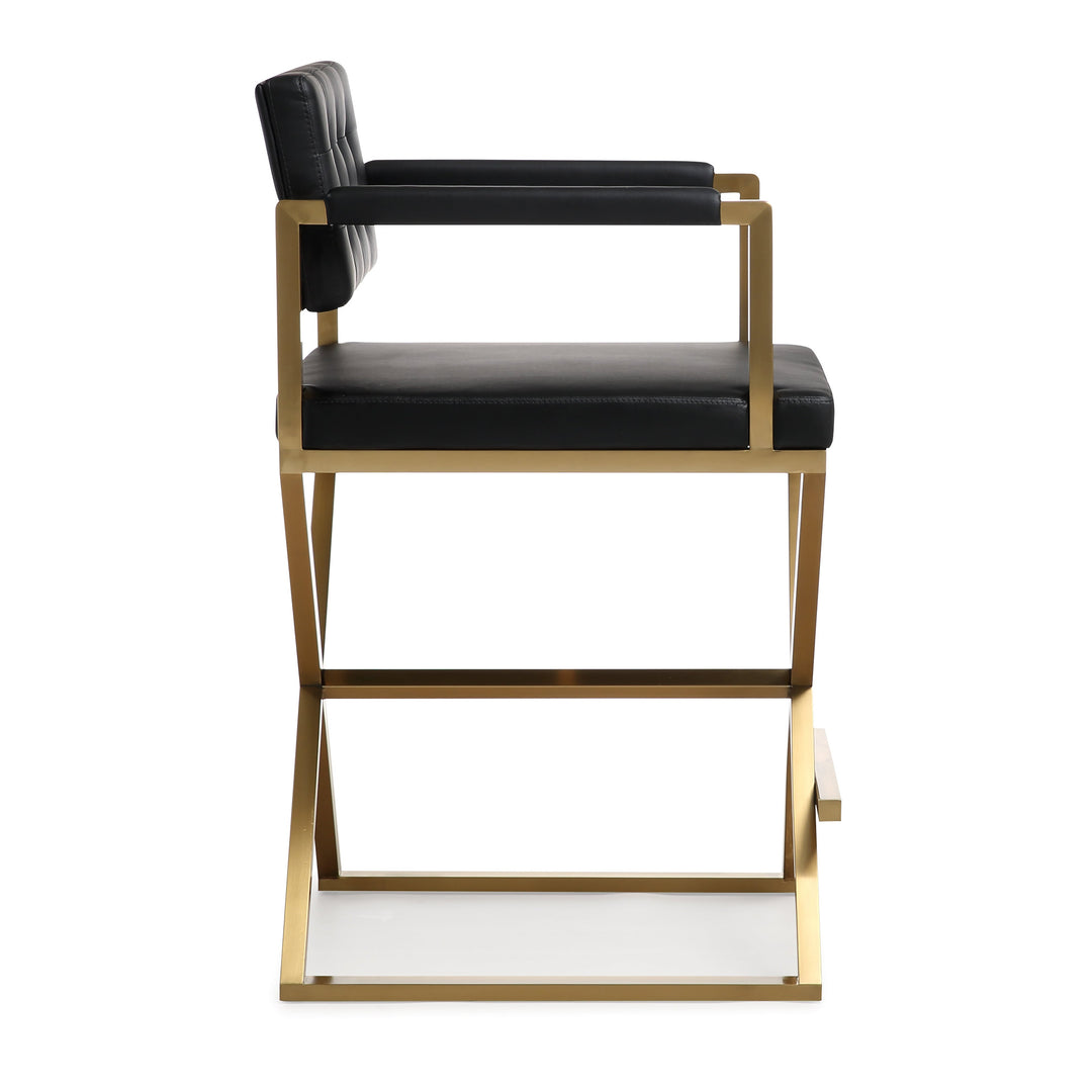 TOV Furniture Director Black Gold Steel Counter Stool OTTOMANS, POUFS, + STOOLS