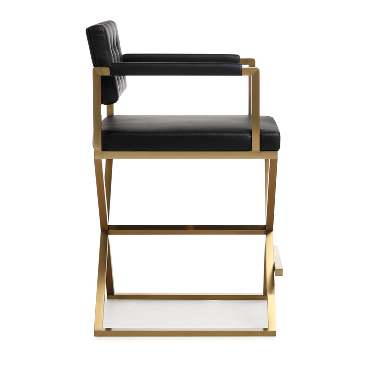 TOV Furniture Director Black Gold Steel Counter Stool OTTOMANS, POUFS, + STOOLS