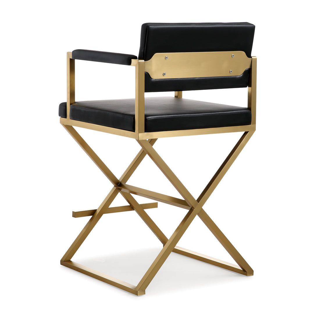 TOV Furniture Director Black Gold Steel Counter Stool OTTOMANS, POUFS, + STOOLS