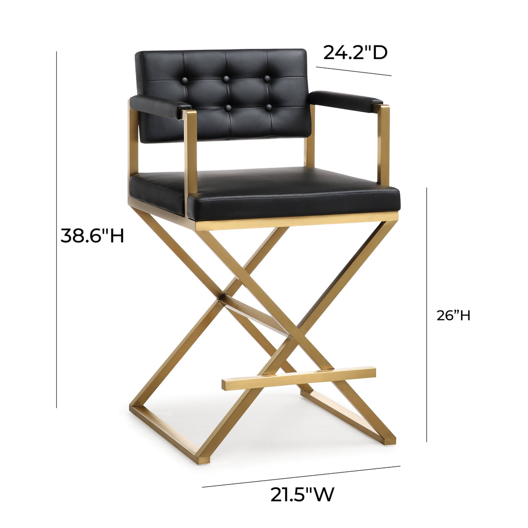 TOV Furniture Director Black Gold Steel Counter Stool OTTOMANS, POUFS, + STOOLS