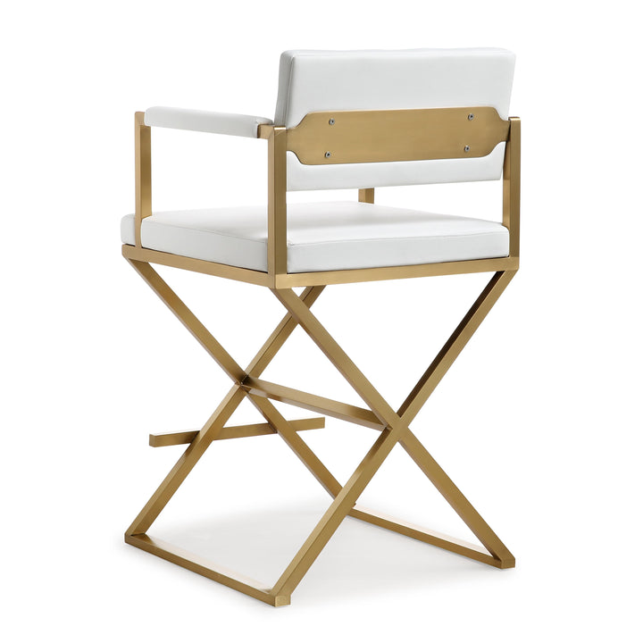TOV Furniture Director White Gold Steel Counter Stool OTTOMANS, POUFS, + STOOLS
