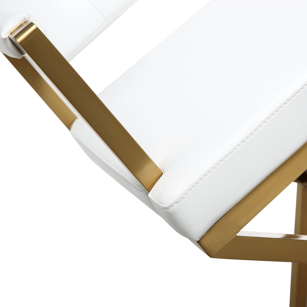 TOV Furniture Director White Gold Steel Counter Stool OTTOMANS, POUFS, + STOOLS