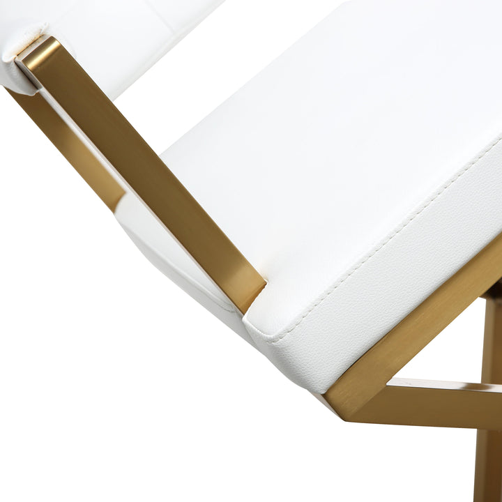 TOV Furniture Director White Gold Steel Counter Stool OTTOMANS, POUFS, + STOOLS