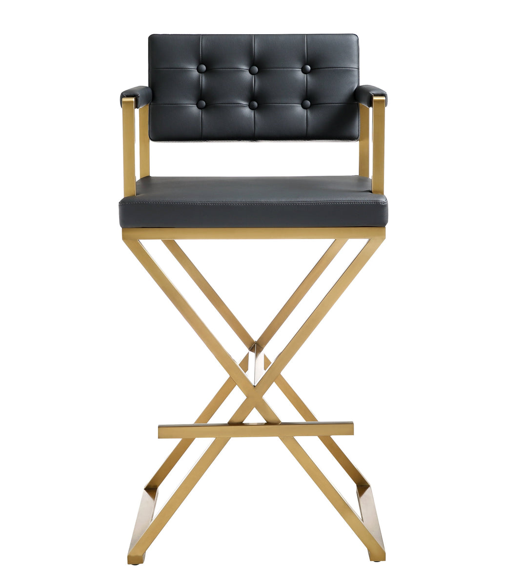 TOV Furniture Director Black Gold Steel Barstool OTTOMANS, POUFS, + STOOLS