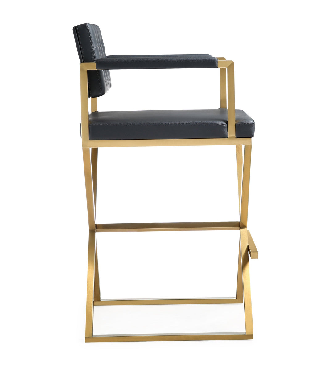 TOV Furniture Director Black Gold Steel Barstool OTTOMANS, POUFS, + STOOLS
