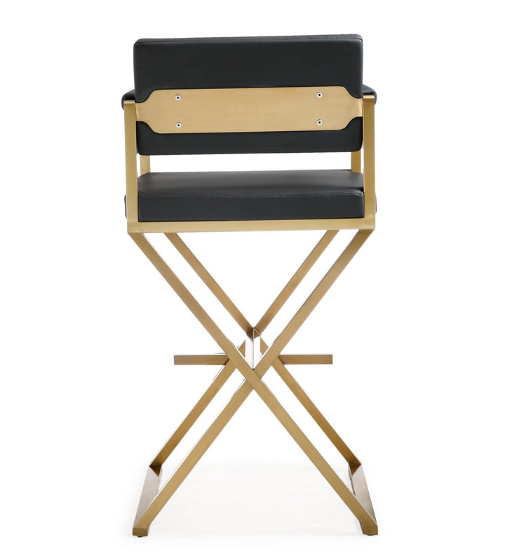 TOV Furniture Director Black Gold Steel Barstool OTTOMANS, POUFS, + STOOLS