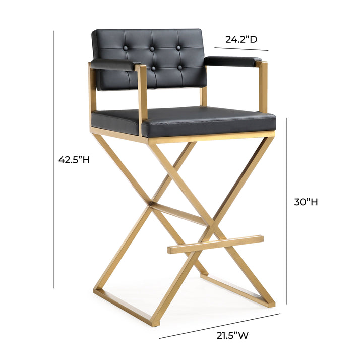 TOV Furniture Director Black Gold Steel Barstool OTTOMANS, POUFS, + STOOLS