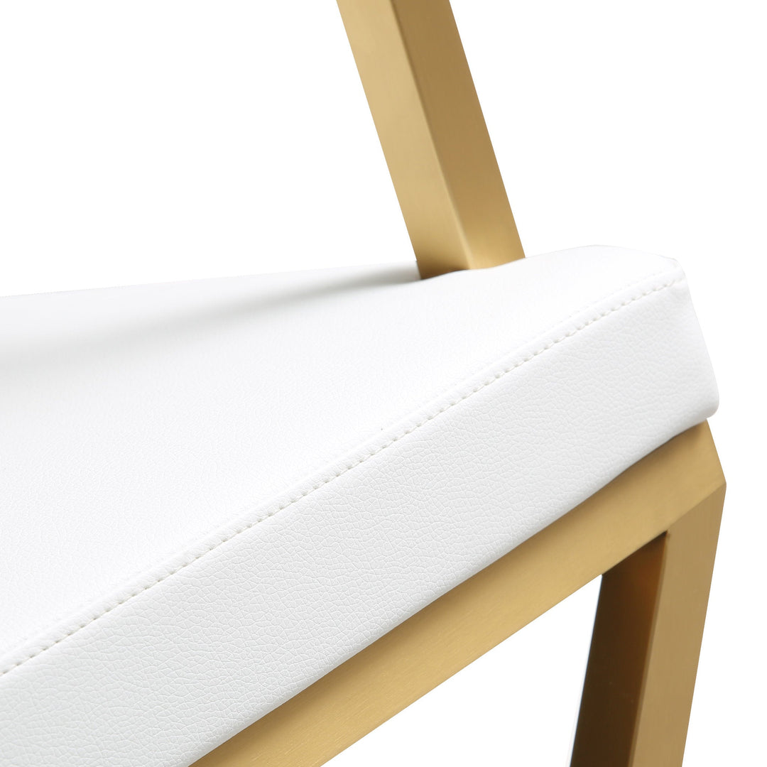 TOV Furniture Director White Gold Steel Barstool OTTOMANS, POUFS, + STOOLS
