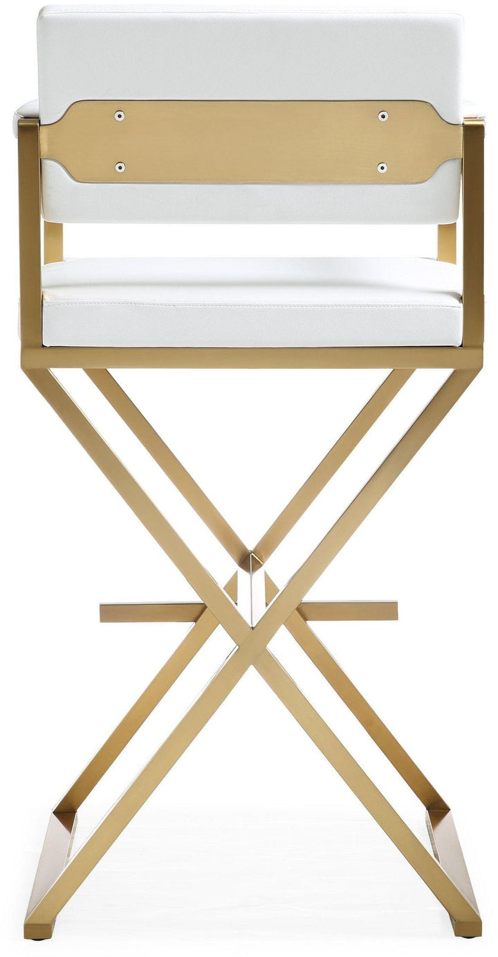 American Home Furniture | TOV Furniture - Director White Gold Steel Barstool