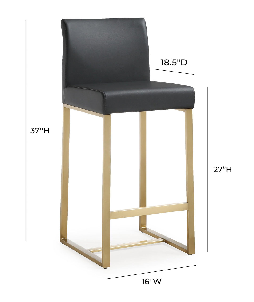 TOV Furniture Denmark Black Gold Steel Counter Stool (Set of 2) OTTOMANS, POUFS, + STOOLS