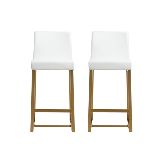 TOV Furniture Denmark White Gold Steel Counter Stool (Set of 2) OTTOMANS, POUFS, + STOOLS