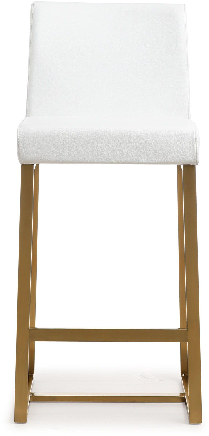 American Home Furniture | TOV Furniture - Denmark White Gold Steel Counter Stool (Set of 2)