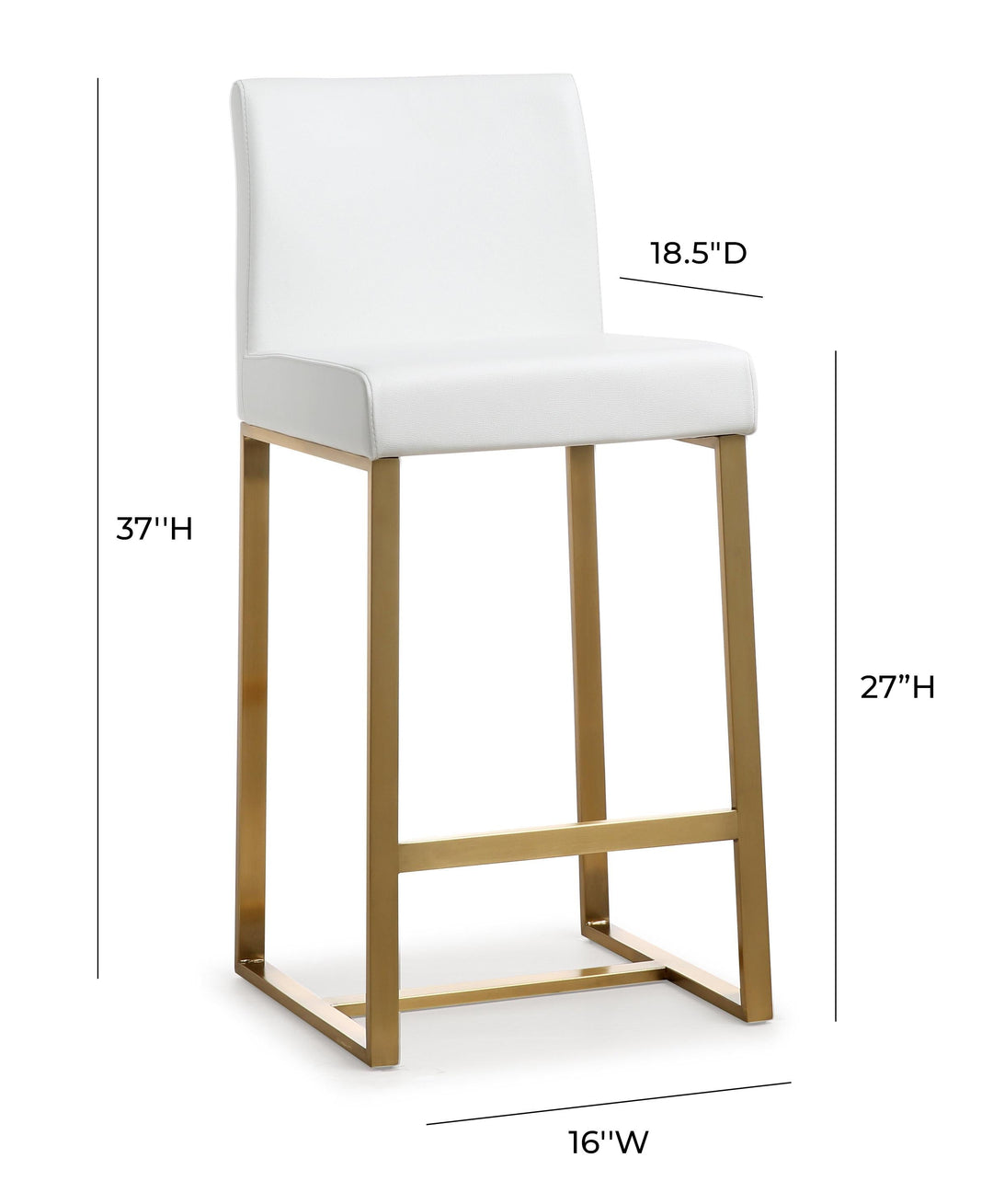 TOV Furniture Denmark White Gold Steel Counter Stool (Set of 2) OTTOMANS, POUFS, + STOOLS