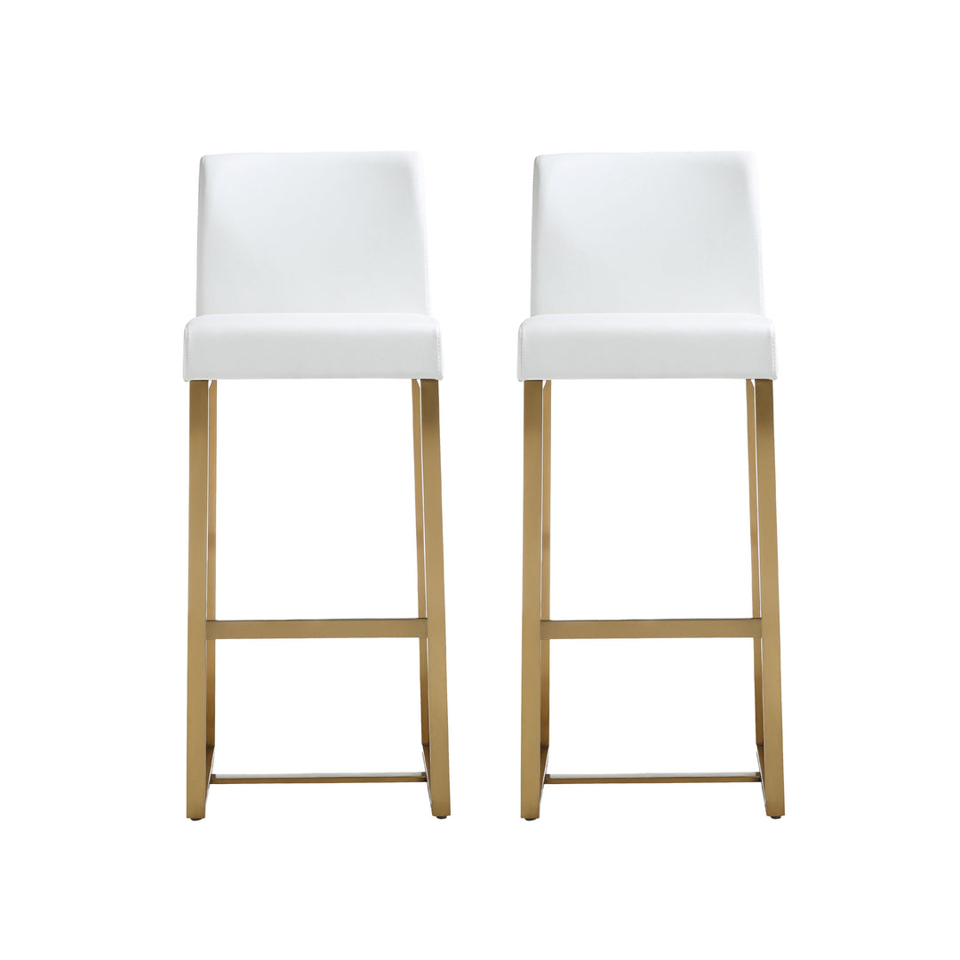American Home Furniture | TOV Furniture - Denmark White Gold Steel Barstool (Set of 2)