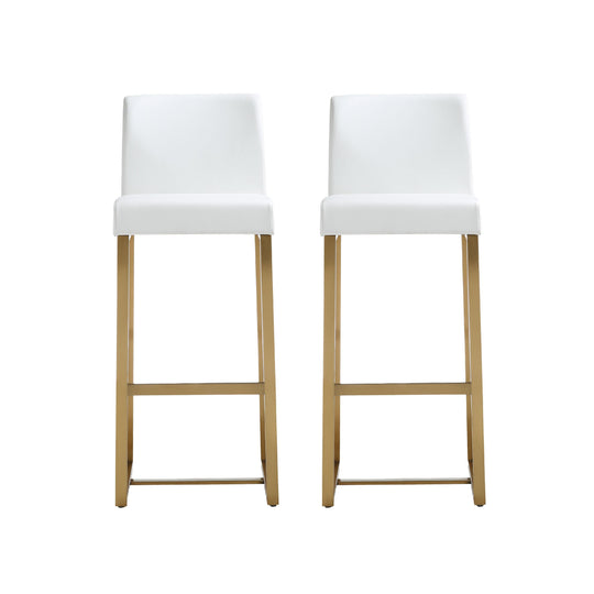 TOV Furniture Denmark White Gold Steel Barstool (Set of 2) OTTOMANS, POUFS, + STOOLS