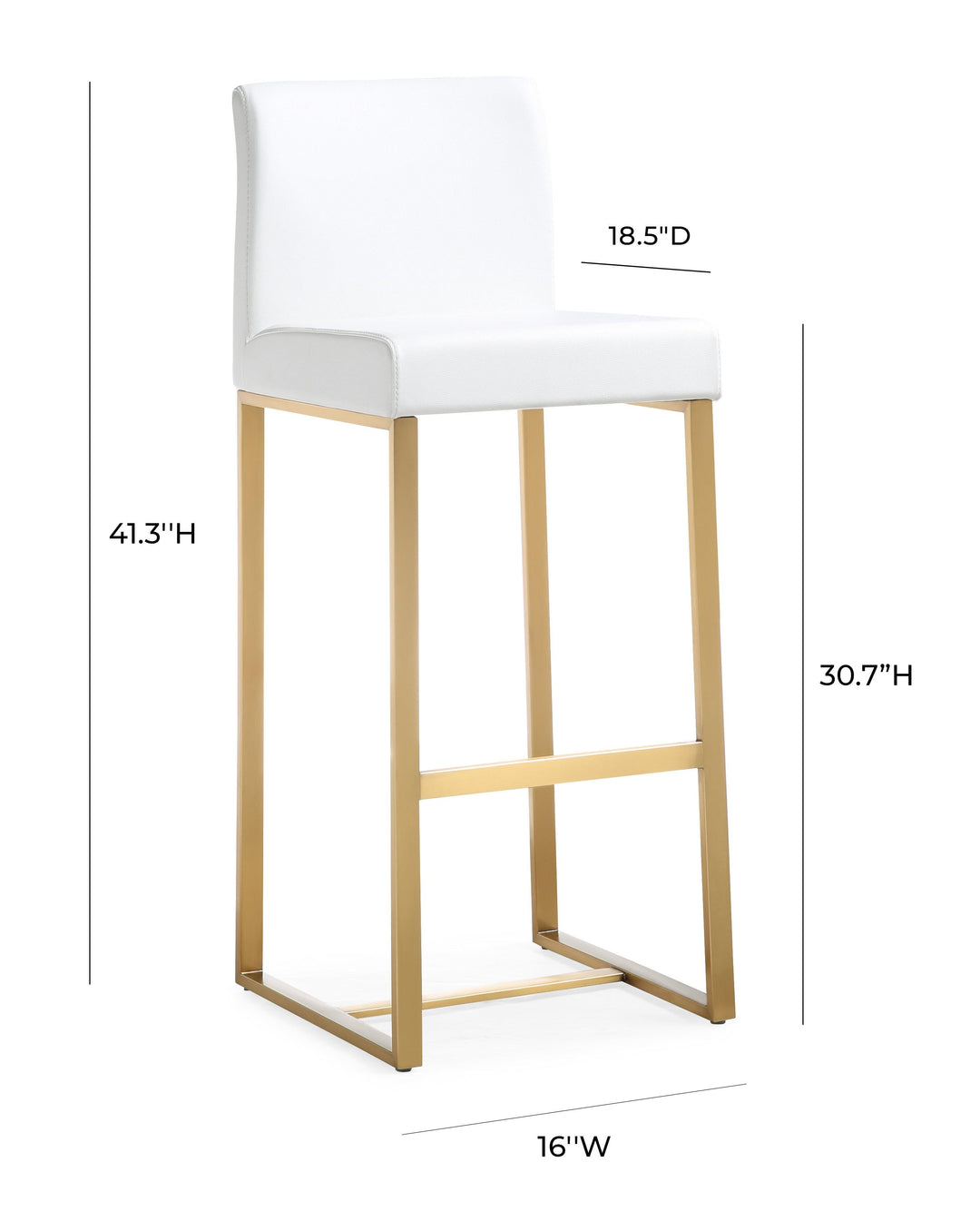 TOV Furniture Denmark White Gold Steel Barstool (Set of 2) OTTOMANS, POUFS, + STOOLS