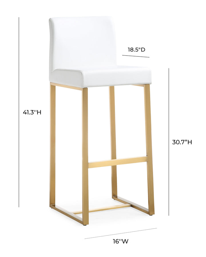 TOV Furniture Denmark White Gold Steel Barstool (Set of 2) OTTOMANS, POUFS, + STOOLS
