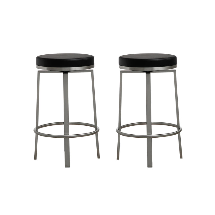 American Home Furniture | TOV Furniture - Pratt Black Swivel Counter Stool - Set of 2