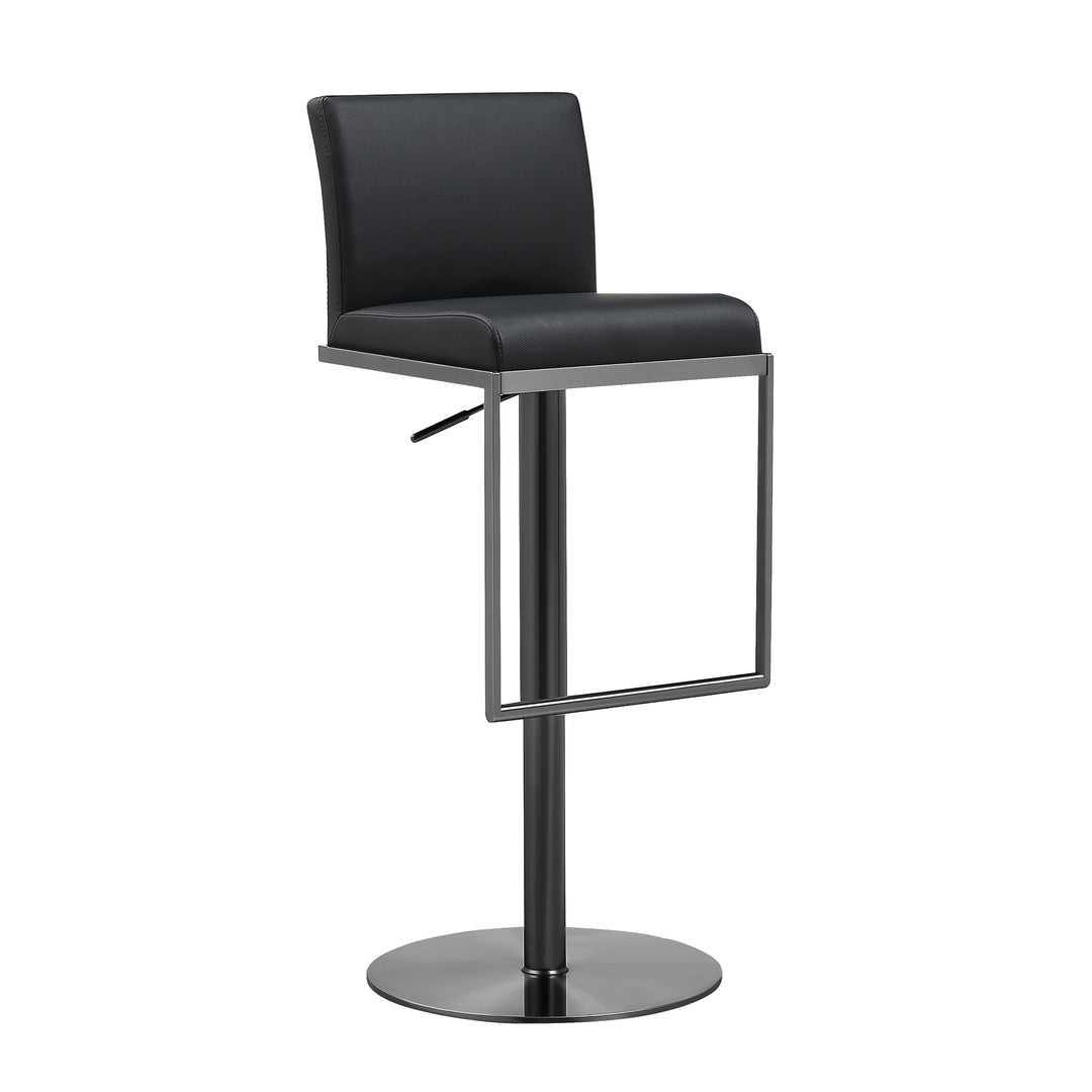 American Home Furniture | TOV Furniture - Amalfi Black on Black Vegan Leather Stool