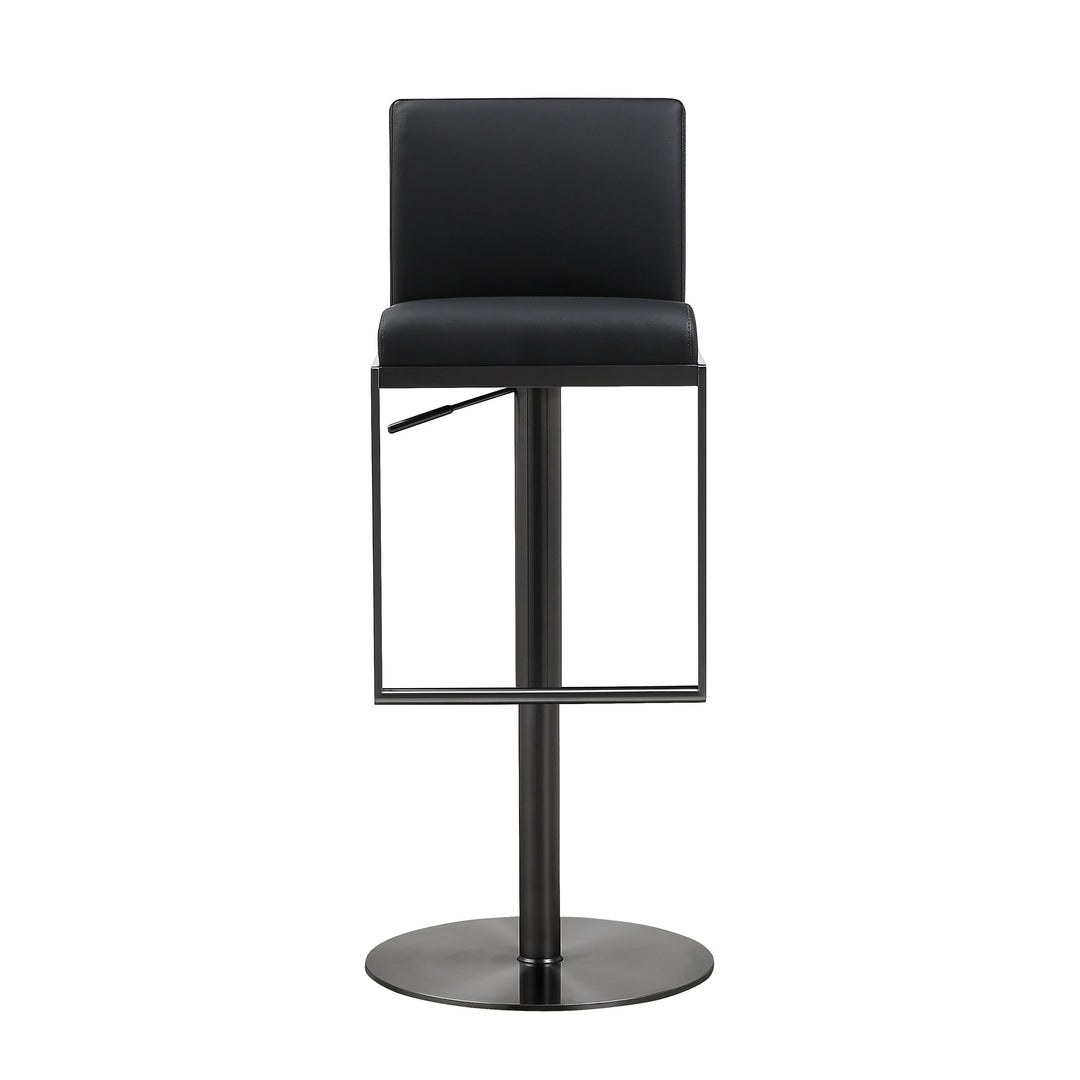 American Home Furniture | TOV Furniture - Amalfi Black on Black Vegan Leather Stool